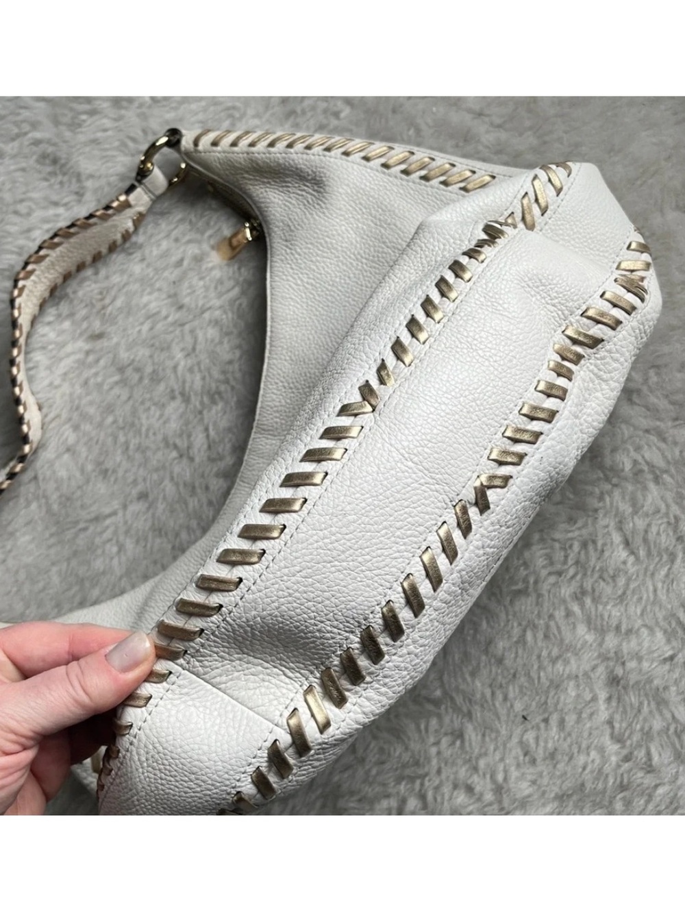 Michael Kors Cream Hobo Bag with Gold Accents - Picture 3 of 14